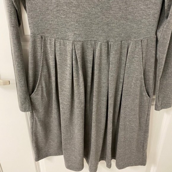 Women's Long Sleeve Pleated Shirt Dress. Dark Gray. Medium. Dark Academia. - Picture 8 of 13